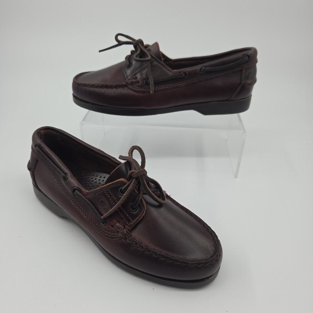 Vtg Dexter USA Boat Shoes Women 7 M Brown Leather Handsewn Deck Moc Loafers EUC